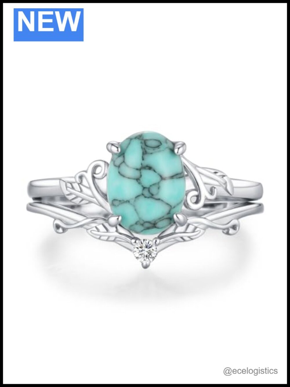 925 Sterling Silver Turquoise Adjustable Dainty Ring Boho